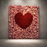 Panel dinding bunga sutra sentuhan nyata buatan First Garden Rose Heart Love, dekorasi latar belakang pernikahan, tahan air, kualitas tinggi