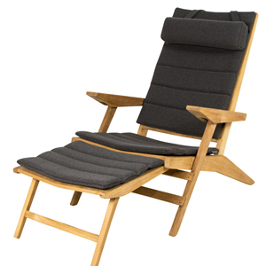 Tumbona de Exterior para Playa, de Madera de Teca Sólida <span class=keywords><strong>Natural</strong></span> con Cojín, para Patio, Piscina, Villa, Casa de Huéspedes, Terraza - <span class=keywords><strong>Seno</strong></span> - Product Image 1