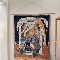 Tapiz Personalizado de Anime Berserk, Manta de Jacquard Tejida de Poliéster y Algodón, Cubre Sofá, Decoración para Sala de Estar, Diseño de Avión Cuatro