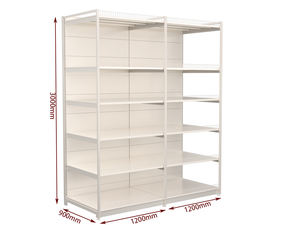 Estanterías de Supermercado de Metal de 7 Niveles, Color Blanco Personalizado, de Una Cara, con 4 Postes Verticales, Diseño de Góndola Tipo Isla - Product Image 4