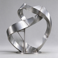 Sculpture Moderne Abstraite en Acier Inoxydable Poli Miroir, Statue Métallique Infinie pour Aménagement Extérieur, Place Publique et Jardin