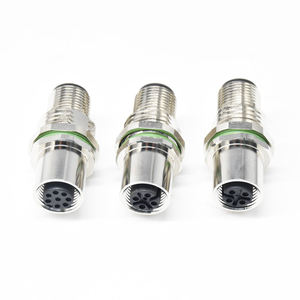 ขั้วต่อกันน้ำอุตสาหกรรม M12 IP67 แบบ 3/4/5/8 ขา ขั้วต่อสองด้าน ซีลสุญญากาศ บรรจุกาว ติดตั้งผ่านผนัง - Product Image 3