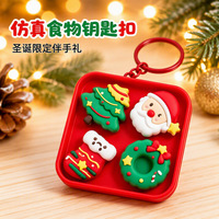 Ensemble de porte-clés anti-stress en PVC à bouton-poussoir pour Noël, avec breloques 3D Père Noël, sapin et couronne, pour les fêtes