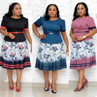 Nouvelle robe africaine en coton à manches courtes pour mamans, imprimée, col rond, évasée, mi-longue, grande taille 6XL, toutes saisons