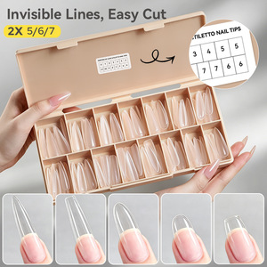 238 faux ongles mats givrés à couverture complète, sans ponçage, avec ligne de guidage, en acrylique, pour manucure, vente en gros pour salons - Product Image 2