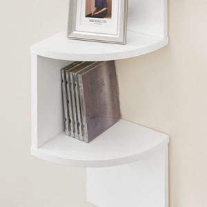 Corner Shelf 5-Tier Floating Wall Shelf Floating <strong>Shelves</strong> for Wall with <strong>Zigzag</strong> Design Bookshelf White - Product Image 5
