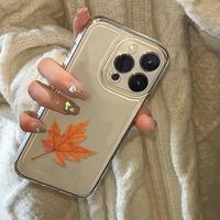 Étui de protection antichoc en TPU avec motif feuille d'érable pour iPhone Xs 11 12 13 14 15 16 17 18 Pro Max