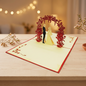 Carte de mariage 3D florale pop-up, art papier découpé, thème amour, forme personnalisée, carton artisanal, impression offset, faite à la main - Product Image 3