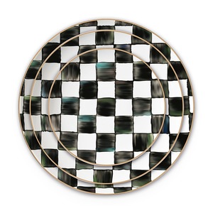 Nordic Style Black White Plaid Custom Logo Porcelain <b>Flat</b> Dinner Plate - Product Image 6