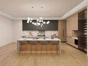 Meubles de cuisine, armoires de cuisine modulaires, plan de travail en quartz, cave à vin, armoires sur mesure, carcasse en panneau mélaminé pour appartements - Product Image 4