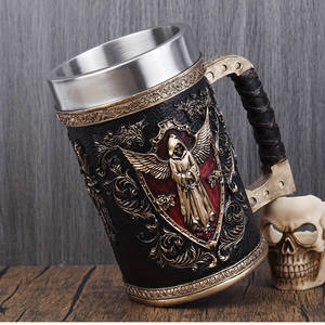 แก้วน้ำสแตนเลสสตีลลายกอธิคสุดแปลกตา สำหรับงานปาร์ตี้ ดีไซน์สร้างสรรค์ รูปทรงหัวกะโหลก 3 มิติ สไตล์พังก์ แก้ววิสกี้ แก้วน้ำลายเทวดาแห่งความตาย - Product Image 4