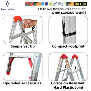 Échelle de bâton Hauteur accessible Échelles pliantes Téleseptes Pédale antidérapante Aluminium Portable un cadre Échelle de boîte 3/4/5 marches Compact - Product Image 2