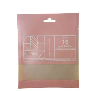 Custom mylar bags flat kraft paper sachet cosmetic make up 3 side seal package bag