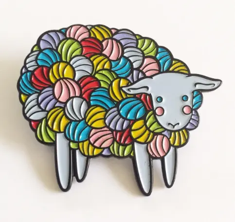 Manufacturer China Cheap price Metal crafts wholesale Color sheep knitting custom pins soft enamel