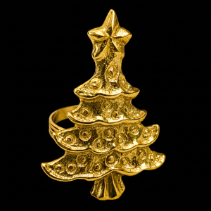 Anillo para Servilletas con Diseño de Árbol de Navidad Dorado, Decoración de Mesa Novedosa de Latón, 5 cm de Ancho - Product Image 1
