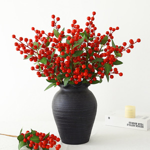 Ramo de Bayas Rojas Artificiales de Espuma Plástica, Fruta de la Fortuna, Decoración para el Hogar y Bodas, Serie 6350 - Product Image 3