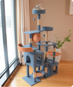Arbre à chat avec poteau à gratter en sisal, 162 cm, 2 condos, luxe, multi-niveaux, en bois MDF et contreplaqué, OEM/ODM - Product Image 3