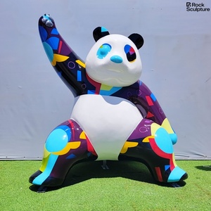 Şenlikli süslemeleri hayvan maskot karikatür dev fiberglas Panda yapı dekorasyon - Product Image 2