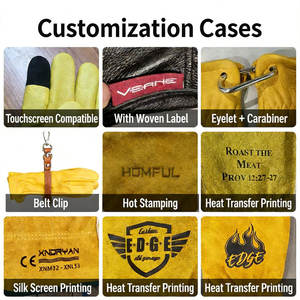 Guanti da Lavoro in Pelle di Vacchetta, Doppio Palmo in Pelle, per Costruzioni, Giardinaggio, Guida, Lavori in Giardino, Resistenti, Impermeabili e Traspiranti - Product Image 6