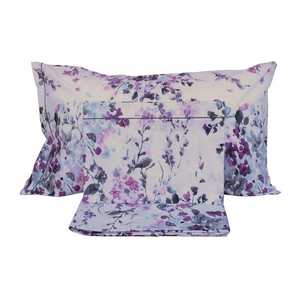 Ensemble de draps de lit italiens Acquerello 100% coton, motif floral, taille Queen, taies d'oreiller incluses - Product Image 1