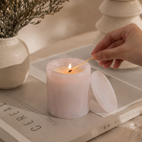 Porte-bougie en marbre onyx naturel personnalisé en gros, avec couvercle, décoration d'intérieur, bougie de luxe