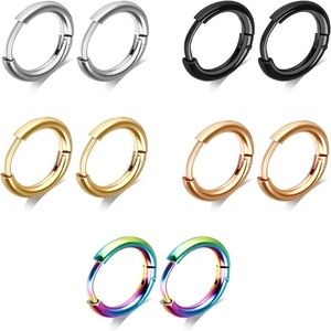 <span class=keywords><strong>Orecchini</strong></span> <span class=keywords><strong>Pendenti</strong></span> a Clip in Acciaio Inox 2mm, Placcati in Oro 18K, Cerchio Rotondo per <span class=keywords><strong>Uomo</strong></span> e Donna - Product Image 2