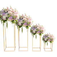 Vases de centre de table de mariage JHMJ, cadre en métal doré moderne, hauteur réglable, arrangements floraux DIY pour décorations de mariage