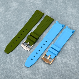 Bracelet de montre en caoutchouc de silicone multicolore 20mm à bout incurvé Bracelet de montre tropical souple pour Rlx Omga Vente directe d'usine <span class=keywords><strong>Prix</strong></span> de gros - Product Image 4