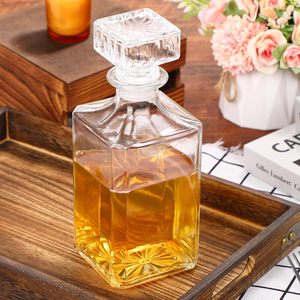 Decanter da 25 once 750ml quadrato Decanter per vino in cristallo pesante Decanter Set di Decanter per vino vecchio stile - Product Image 3