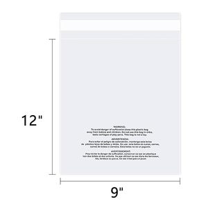 Bolsas de polietileno transparentes autoselladas de 11*14 pulgadas (200 unidades) con advertencia de asfixia para empaquetar camisetas y pegamento resellable - Product Image 3