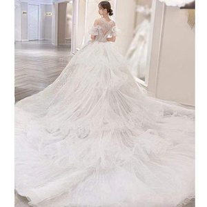 Abito da <span class=keywords><strong>sposa</strong></span> principale con spalle scoperte <span class=keywords><strong>sposa</strong></span> grande ragazza piccola francese abito da <span class=keywords><strong>sposa</strong></span> leggero da sogno - Product Image 2