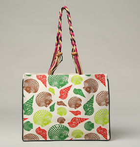 Bolsas de Playa de Lona con Estampado de Conchas y Rayas, Diferentes Tipos de Asas - Product Image 2