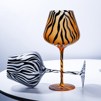 Verres à vin colorés en gros pour cadeaux, imprimés zèbre et léopard, gobelets à vin décoratifs pour les fêtes et les bars à domicile