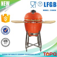 TOPQ OEM/ODM Usine chinoise – Barbecue Kamado portable en céramique de 21 pouces pour cuisson extérieure et fêtes BBQ