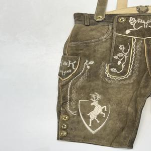 Lederhosen bavaroises authentiques en cuir suédé de chèvre, anti-plis, longueur genou, coupe-vent, respirantes, séchage rapide, taille mi-haute - Product Image 3