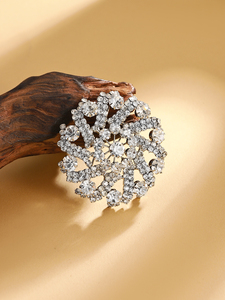 Broches Redondos de Cristal Transparente Chapados en Oro Brillante Directo de Fábrica, Ramos de Novia de Aleación de Cobre o Regalos de Fiesta para Mujer - Product Image 4