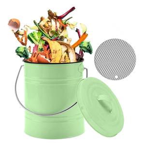 Eco recycled material household indoor Stainless Steel Kitchen Trash Filter Compost Bin for Kitchen