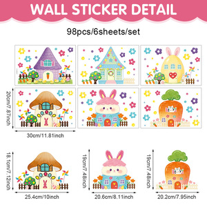 Adesivi Murali Decorativi Pasquali all'Ingrosso, Set <span class=keywords><strong>da</strong></span> 6 Pezzi in PVC, Adesivi Statici <span class=keywords><strong>per</strong></span> Decorazioni Festive, Adesivi <span class=keywords><strong>per</strong></span> Vetri, Sfondo <span class=keywords><strong>per</strong></span> <span class=keywords><strong>Camerette</strong></span> dei Bambini - Product Image 5