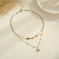 Collier pendentif double couche plaqué or 18 carats MW, motif soleil, tendance été, en acier inoxydable doré et argenté, éclat étoilé, pour femme, idéal cadeau