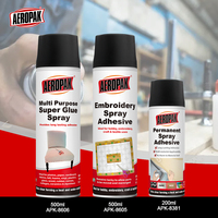 Aeropak 500ml Colle en spray pour broderie à base de caoutchouc, transparente, repositionnable, sans résidus, adhérence temporaire, OEM/ODM