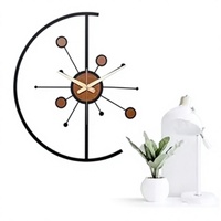 Jam Dinding Dekoratif Modern Atom Setengah Bulan  Jam Dinding Seni Abstrak Orbit Planet  Jam Dinding Atom Setengah Lingkaran Minimalis Modern