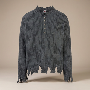 Suéter de punto con botones para hombre, diseño frontal personalizado, manga larga, cálido, informal, jersey de punto suave, ropa al por mayor - Product Image 2