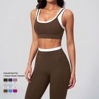 Ensemble de yoga 2 pièces V-Cut en soie glacée, doux, côtelé, sans couture, effet seconde peau, taille haute, respirant, séchage rapide, éco-responsable