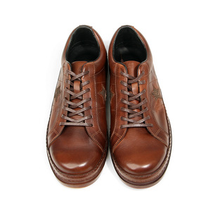 <b>Leather</b> <b>Sneakers</b> Men Retro Washed Distressed Brown Low Heel Lace Up Casual Walking Shoes - Product Image 2