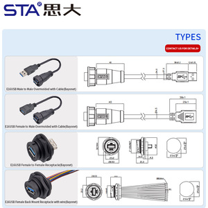 E16 Bayonet 1''20 unef vít <span class=keywords><strong>Adapter</strong></span> nữ IP67 shielded tốc độ cao <span class=keywords><strong>USB</strong></span> 3.0 FPC kết nối với cáp 0.3M 0.5M 1m 2M 3m - Product Image 5