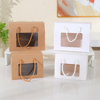 Boîte en papier kraft pliable avec fenêtre et logo personnalisé, boîte cadeau pour les fêtes, pour emballer des collations, des biscuits et des noix