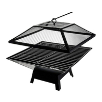 Barbecue au charbon de bois portable pour camping extérieur - Grille de cuisson réglable 43,2x43cm en acier thermolaqué avec chariot télécommandé