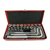 Peaktop 26 Pcs Set Soket Torx Bintang E Gagang L 1/2'' 3/8'' 1/4'' Drive E4 hingga E24 Kit Kotak Penyimpanan Logam