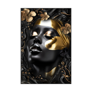 <span class=keywords><strong>Peinture</strong></span> abstraite florale, <span class=keywords><strong>portrait</strong></span> <span class=keywords><strong>de</strong></span> <span class=keywords><strong>femme</strong></span> noire sur toile, affiche murale pour décoration <span class=keywords><strong>de</strong></span> salon, peintures en cristal - Product Image 6