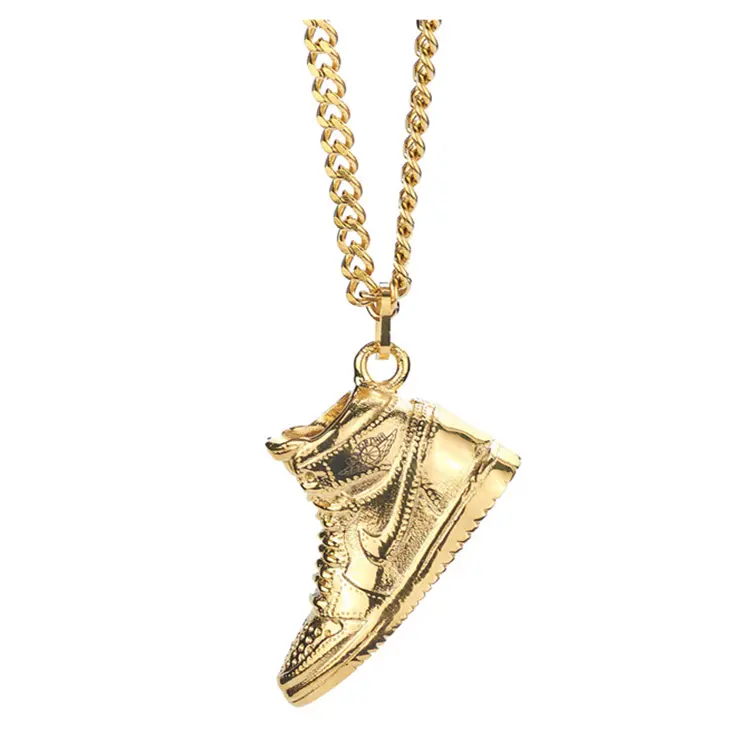 Bijoux hip-hop en acier inoxydable, collier de chaussures, baskets, pendentif, collier pour hommes, collier personnalisé en or